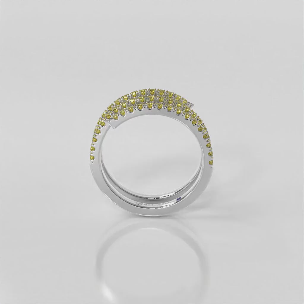 Centuria half eternity spiral yellow diamond ring, 14K white gold, 18K white gold
