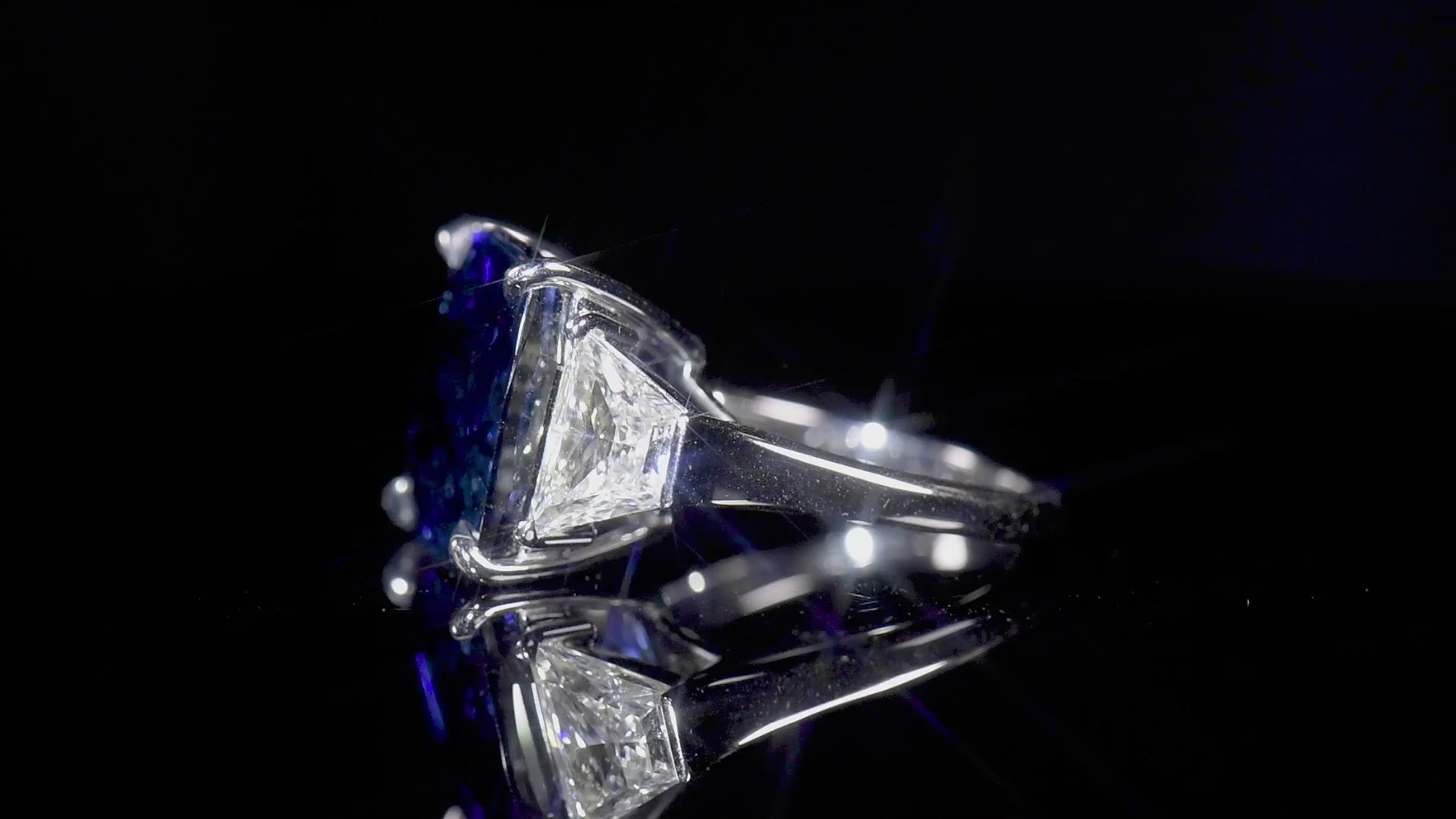 Natural Vivid Blue Sapphire Cocktail Ring, 18K White Gold, Cushion Shape, 21.13 Ct. TW