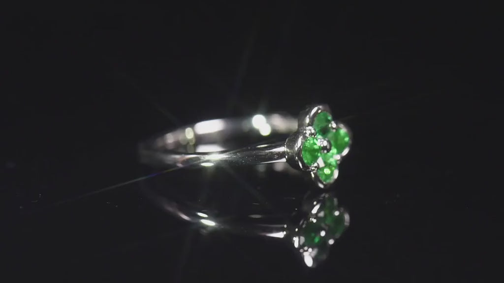 Natural 0.36 Ct. TW Emerald Clover Ring in White Gold, 14K White Gold, 18K White Gold