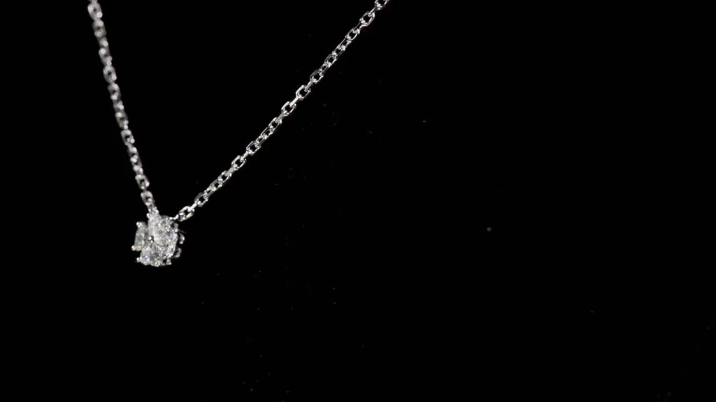 Natural 0.37 Ct. TW Heart-Shaped Diamond Clover Pendant, 14K White Gold