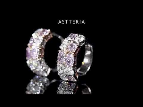 Natural Pink & White Diamond Hoop Earrings, 18K White & Rose Gold, 2.60 Ct. TW