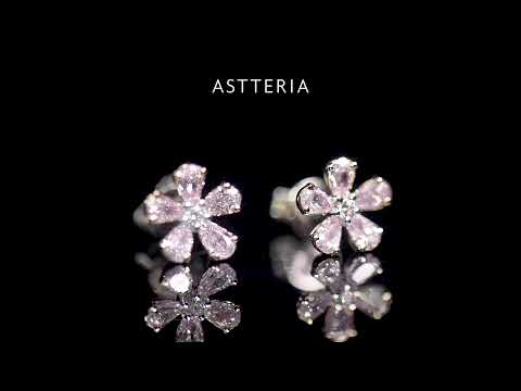 Natural Pink & White Diamond Flower Earrings, 18K White & Rose Gold, 1.00 Ct. TW
