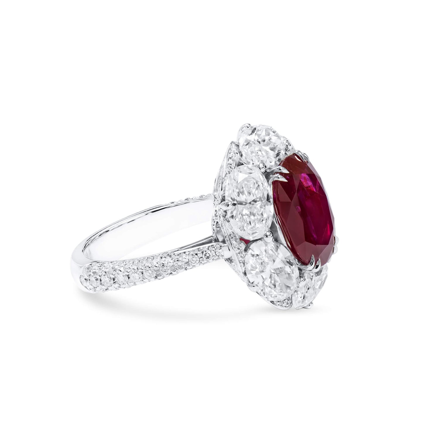 Red Burmese Ruby Ring, 4.02 Ct. (9.54 Ct. TW), Unheated, GRS2024-038485