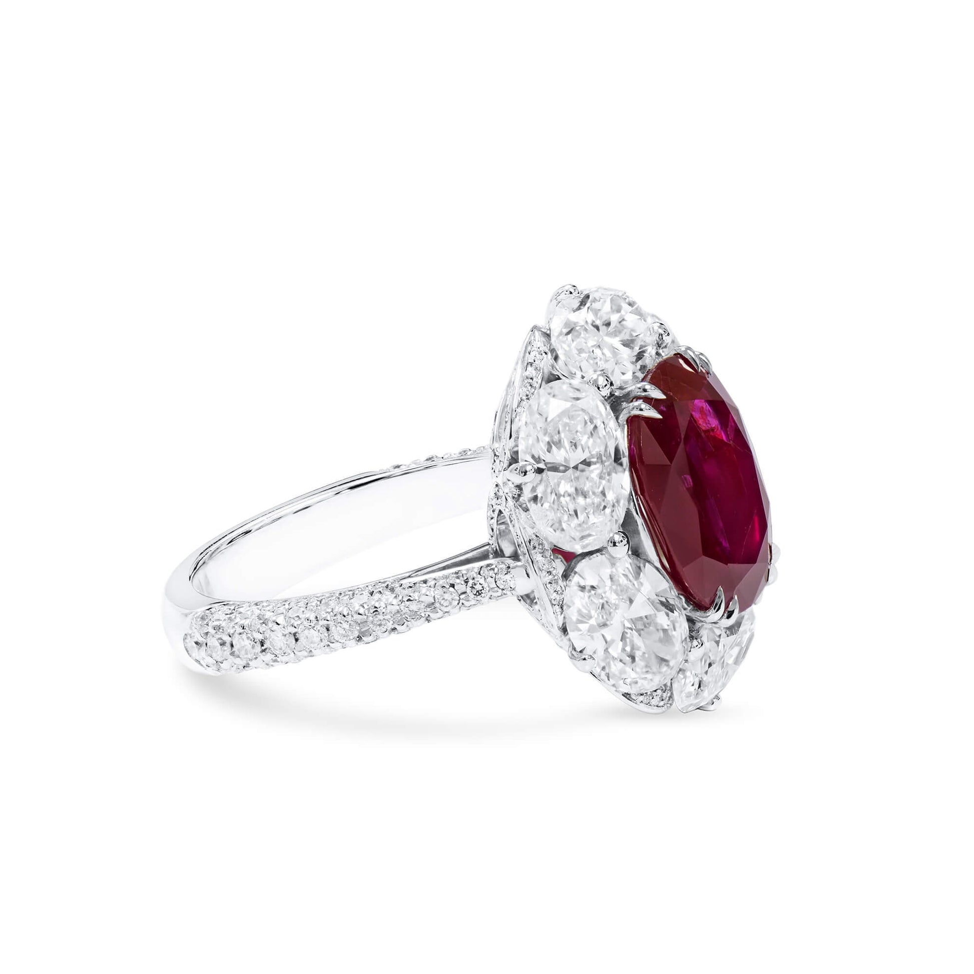 Red Burmese Ruby Ring, 4.02 Ct. (9.54 Ct. TW), Unheated, GRS2024-038485