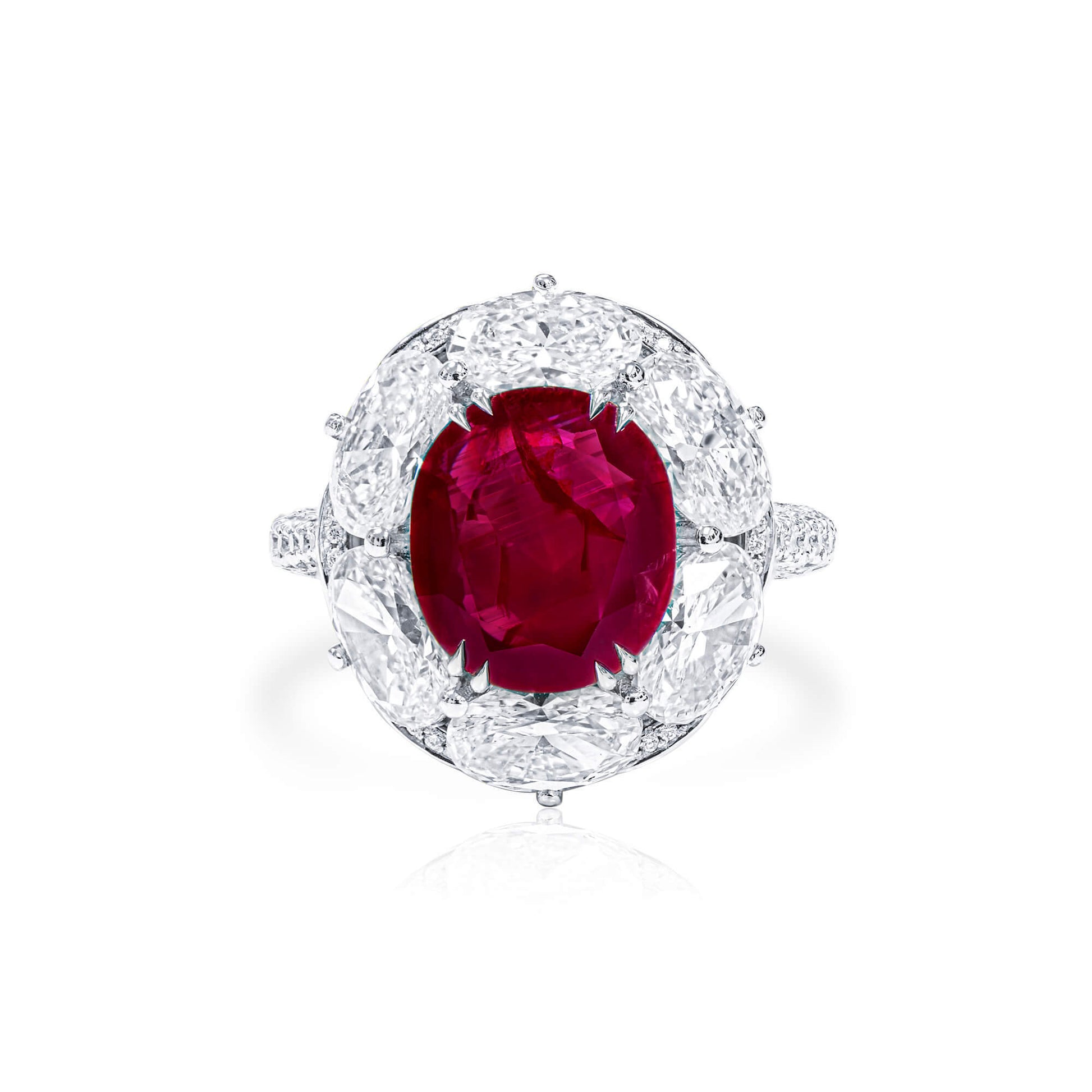 Red Burmese Ruby Ring, 4.02 Ct. (9.54 Ct. TW), Unheated, GRS2024-038485
