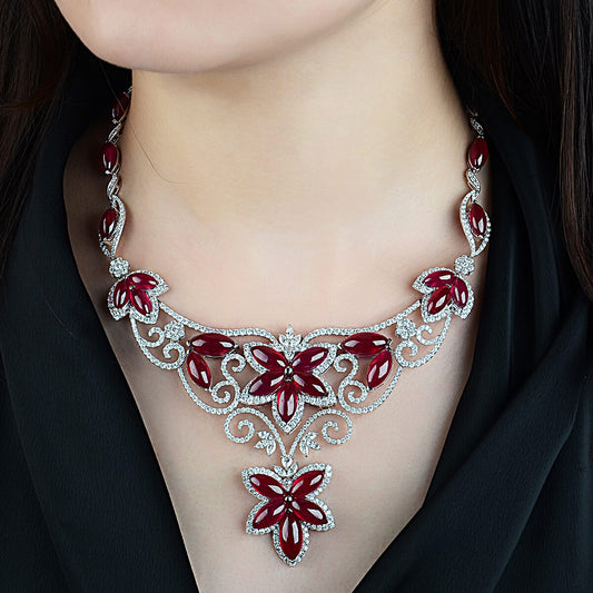 红宝石与钻石项链，143.85 克拉（总重158.68 克拉），多形状混合，S-CJL135419，无烧