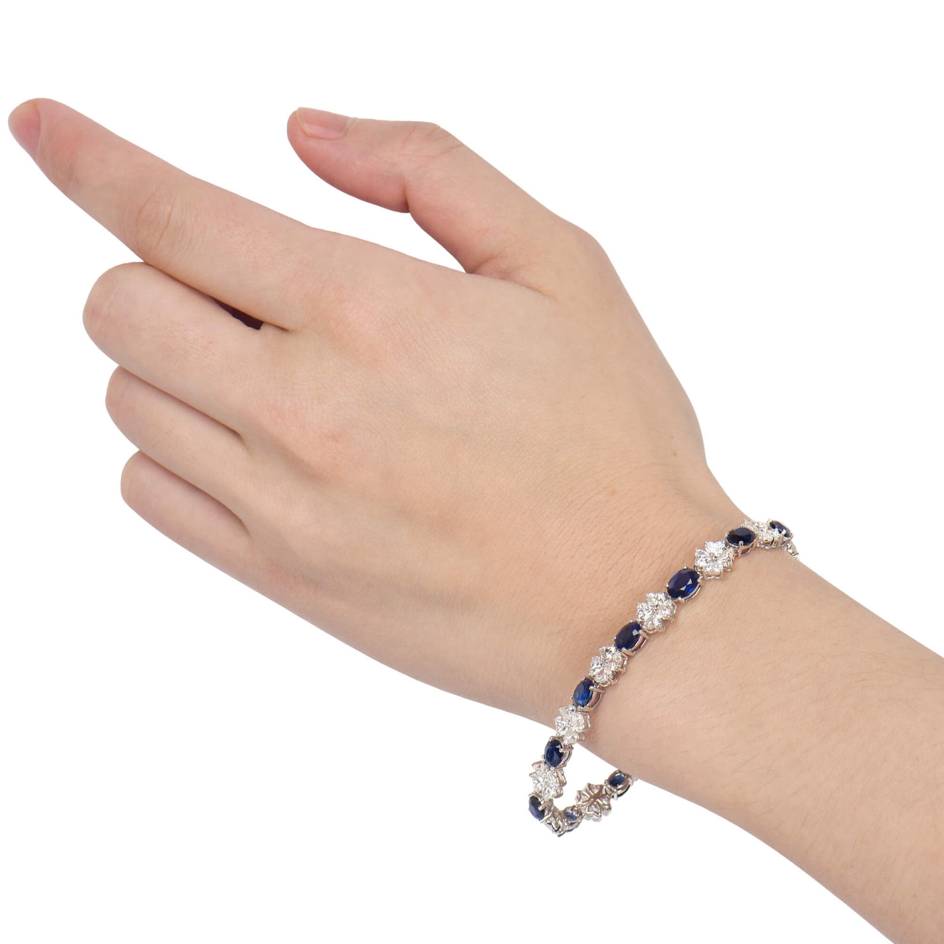 Royal Blue Burmese Sapphire And Diamond Bracelet, 8.97 Ct. (16.79 Ct. TW), 20764415, Unheated