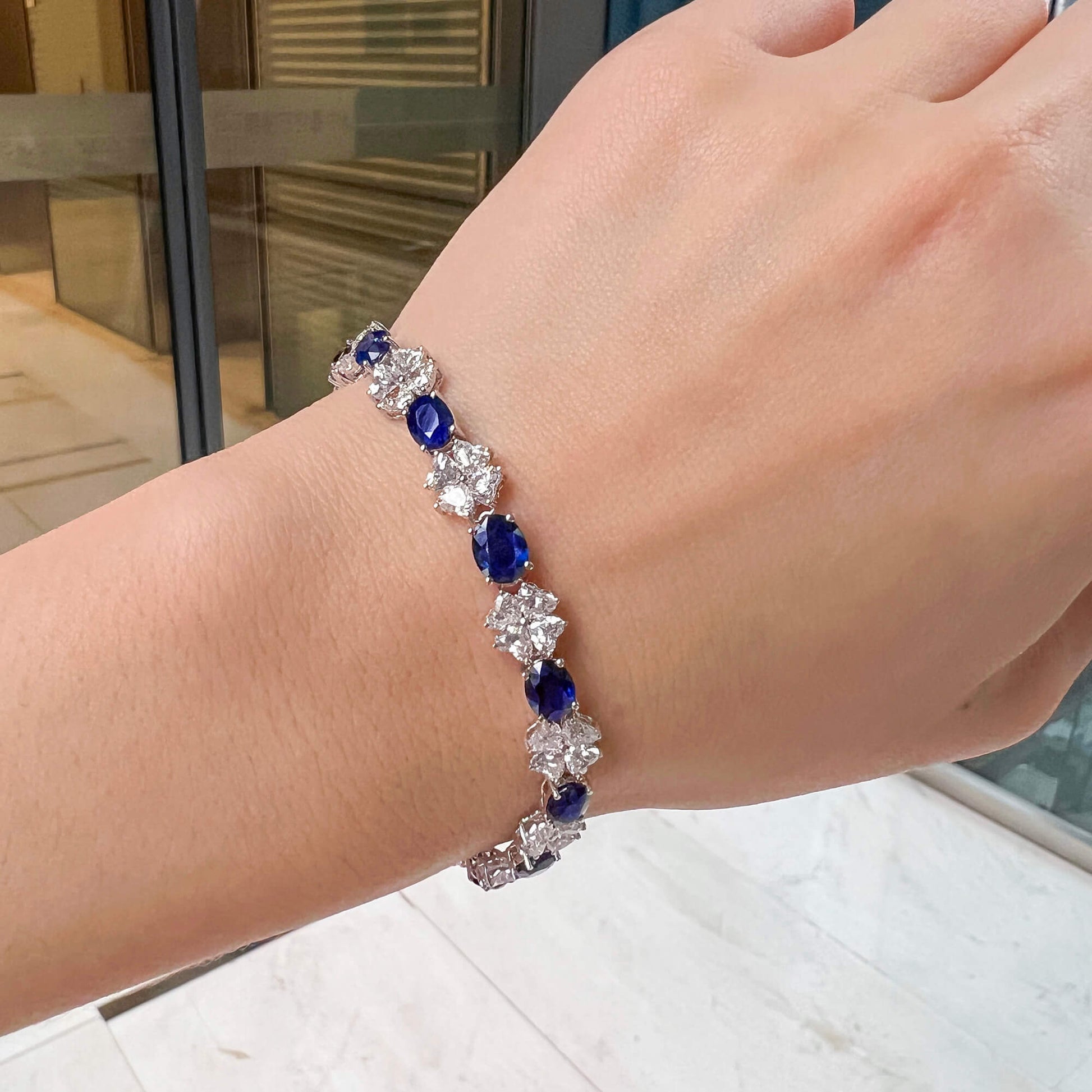 Royal Blue Burmese Sapphire And Diamond Bracelet, 8.97 Ct. (16.79 Ct. TW), 20764415, Unheated