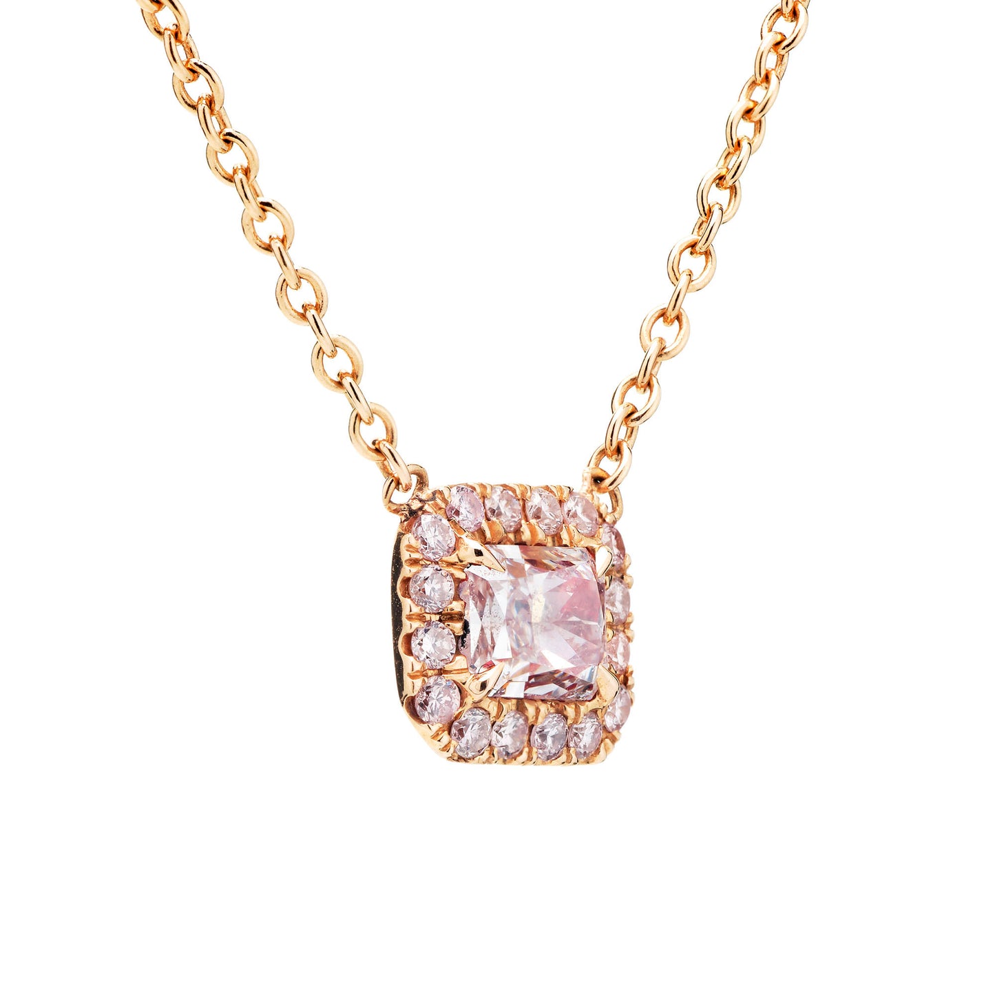 Very Light Pink Diamond Pendant, 0.56 Ct. TW, Radiant shape, GIA Certified