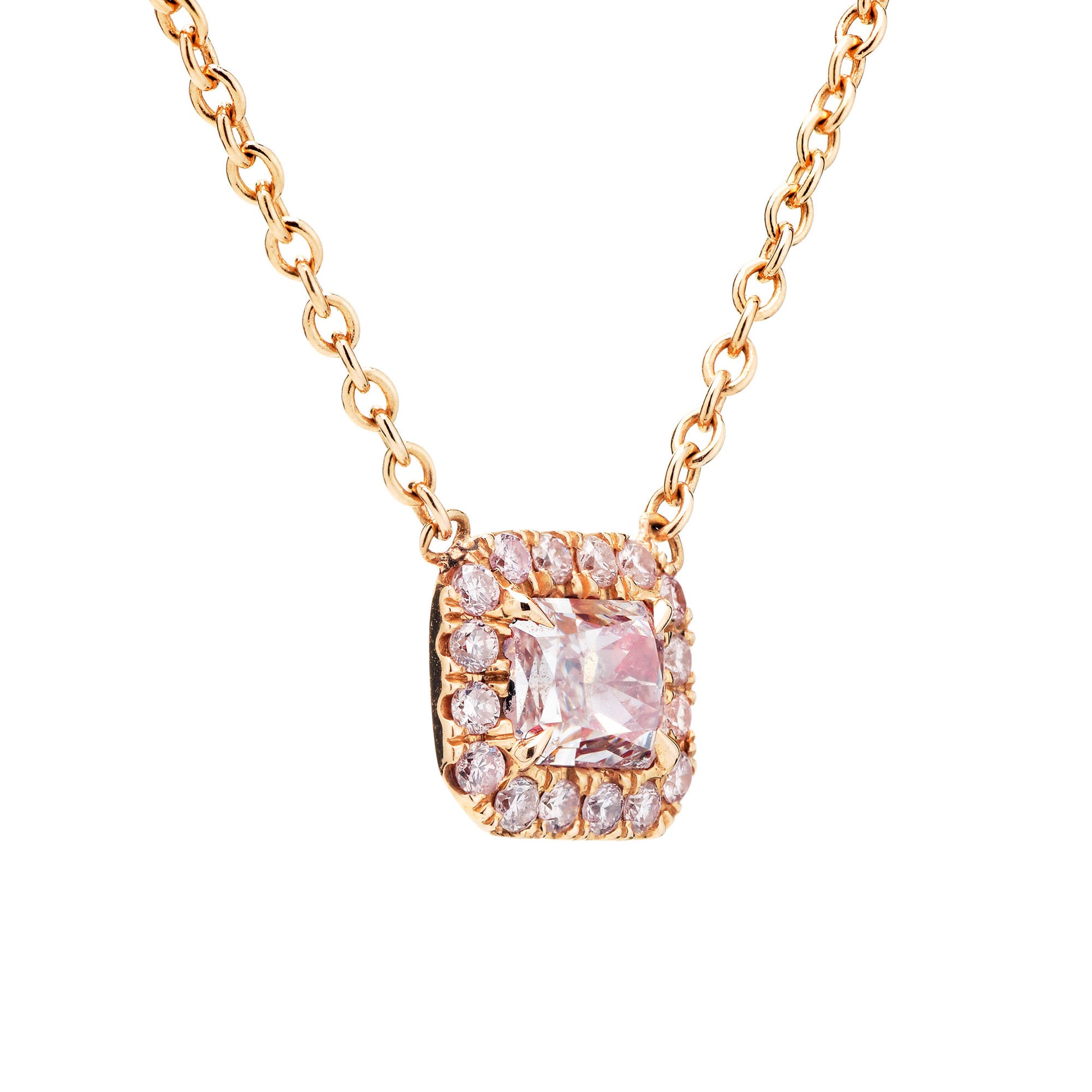 Very Light Pink Diamond Pendant, 0.56 Ct. TW, Radiant shape, GIA Certified