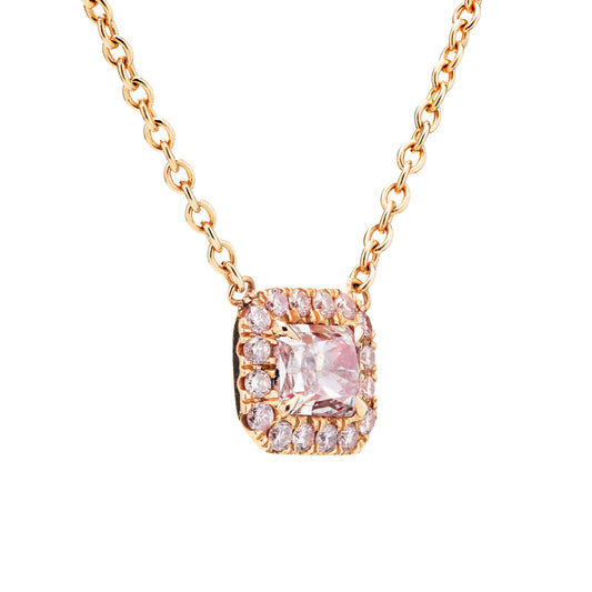 微浅粉 钻石吊坠，总重0.56克拉，雷迪恩形，GIA认证