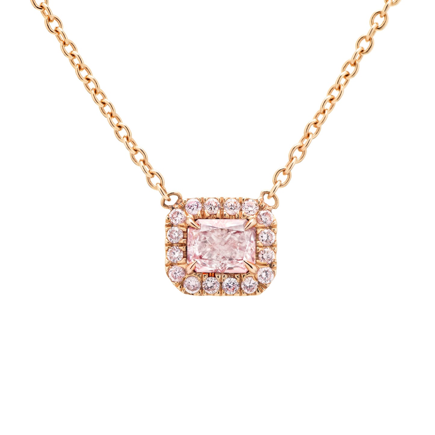 Very Light Pink Diamond Pendant, 0.56 Ct. TW, Radiant shape, GIA Certified