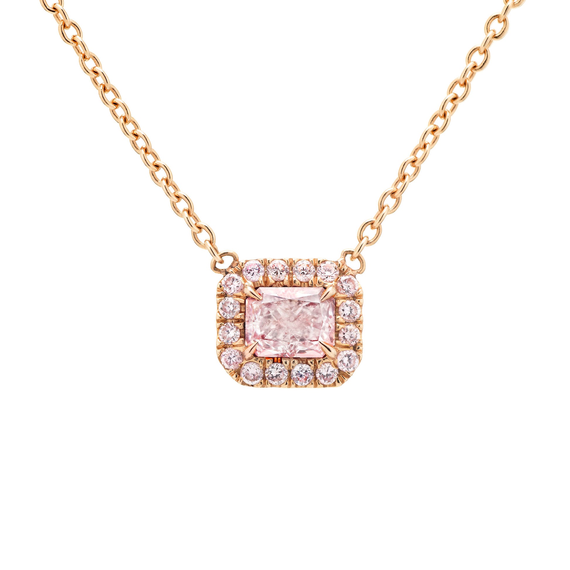 Very Light Pink Diamond Pendant, 0.56 Ct. TW, Radiant shape, GIA Certified