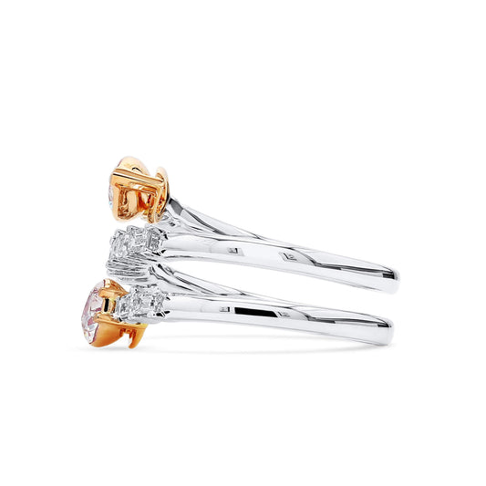 微浅粉 钻石戒指，总重1.33克拉，水滴形，GIA认证