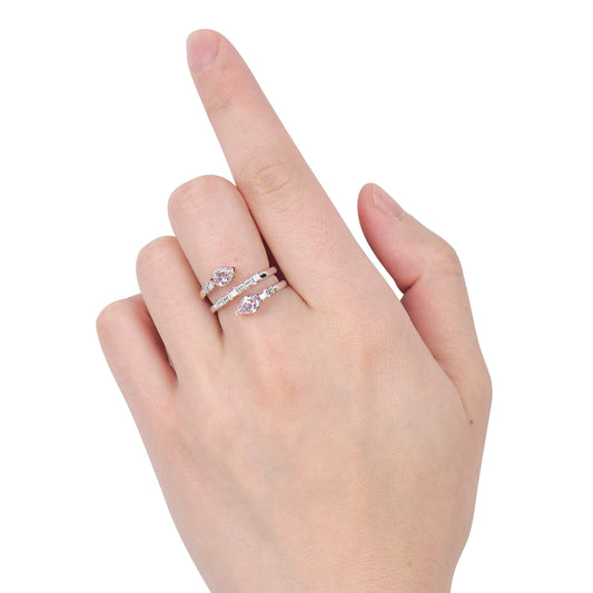 微浅粉 钻石戒指，总重1.33克拉，水滴形，GIA认证