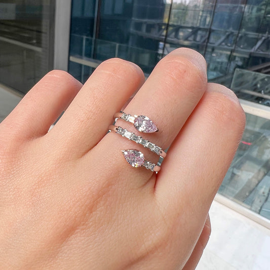 微浅粉 钻石戒指，总重1.33克拉，水滴形，GIA认证