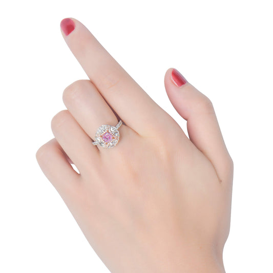 微浅粉 钻石戒指，总重2.31克拉，枕形，GIA认证