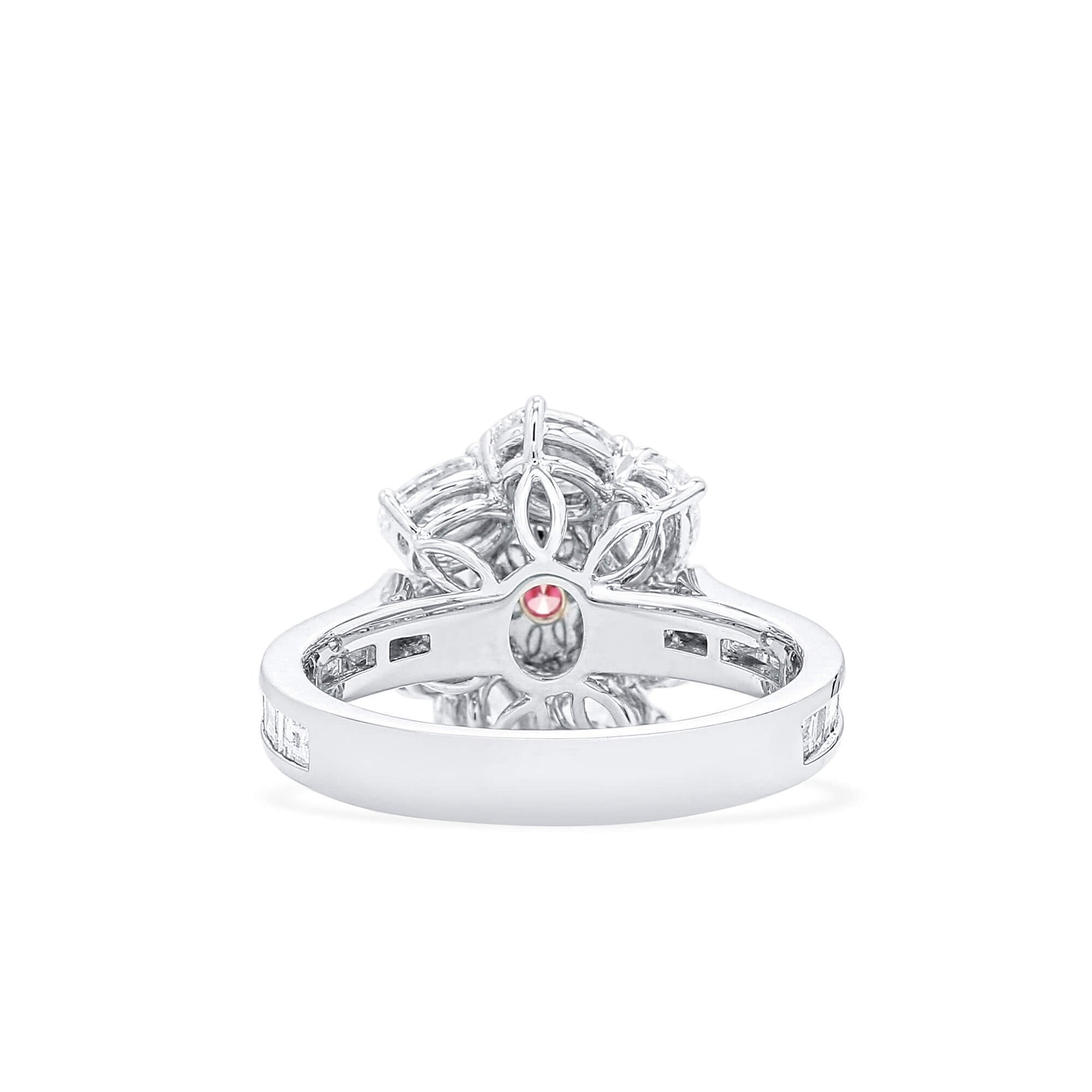 Natural Very Light Pink Diamond Ring, 18K White & Rose Gold, Oval Shape, 2.71 Ct. TW