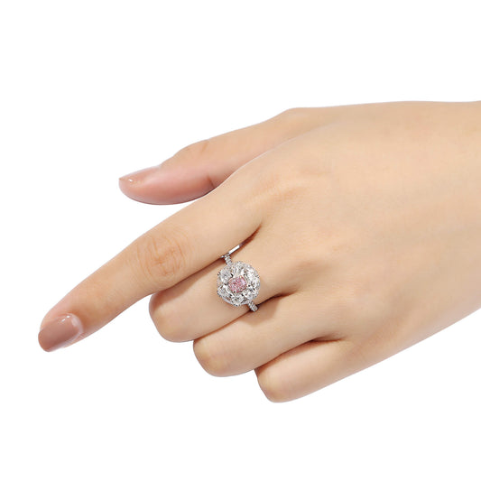 微浅粉 钻石戒指，总重2.83克拉，枕形，GIA认证