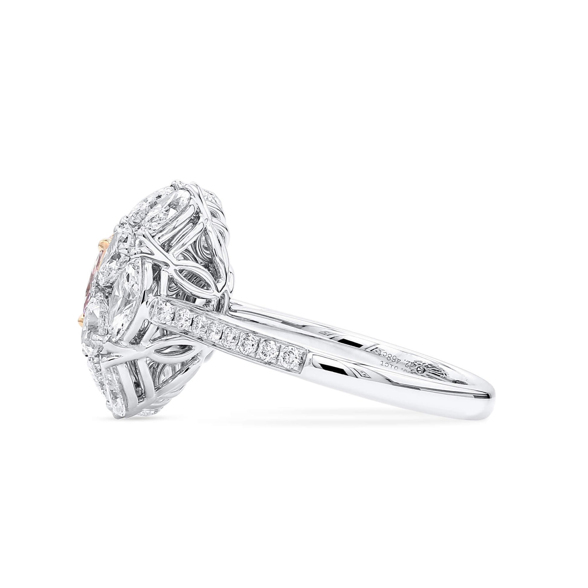 Very Light Pink Diamond Ring, 2.97 Ct. TW, Oval shape, GIA Certified