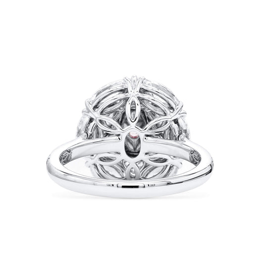 微浅粉 钻石戒指，总重2.97克拉，椭圆形，GIA认证