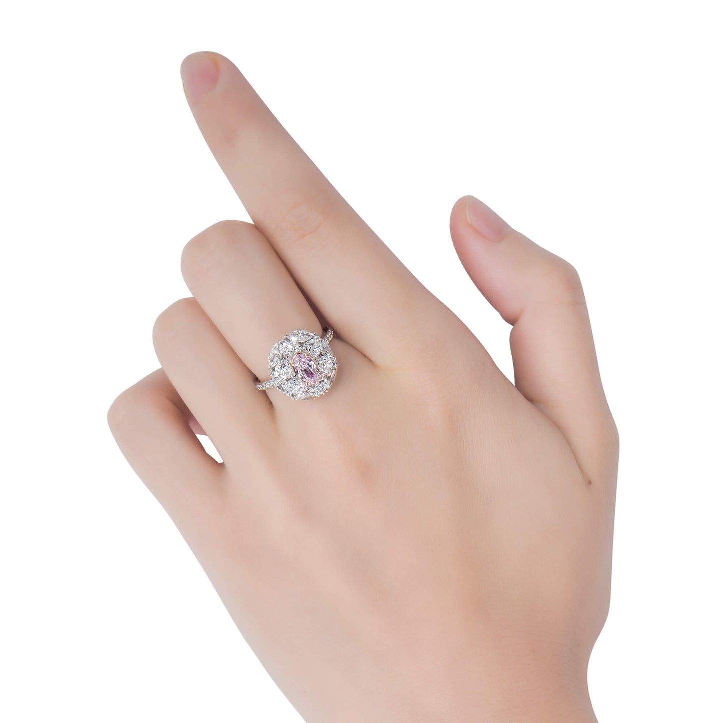 Very Light Pink Diamond Ring, 2.97 Ct. TW, Oval shape, GIA Certified