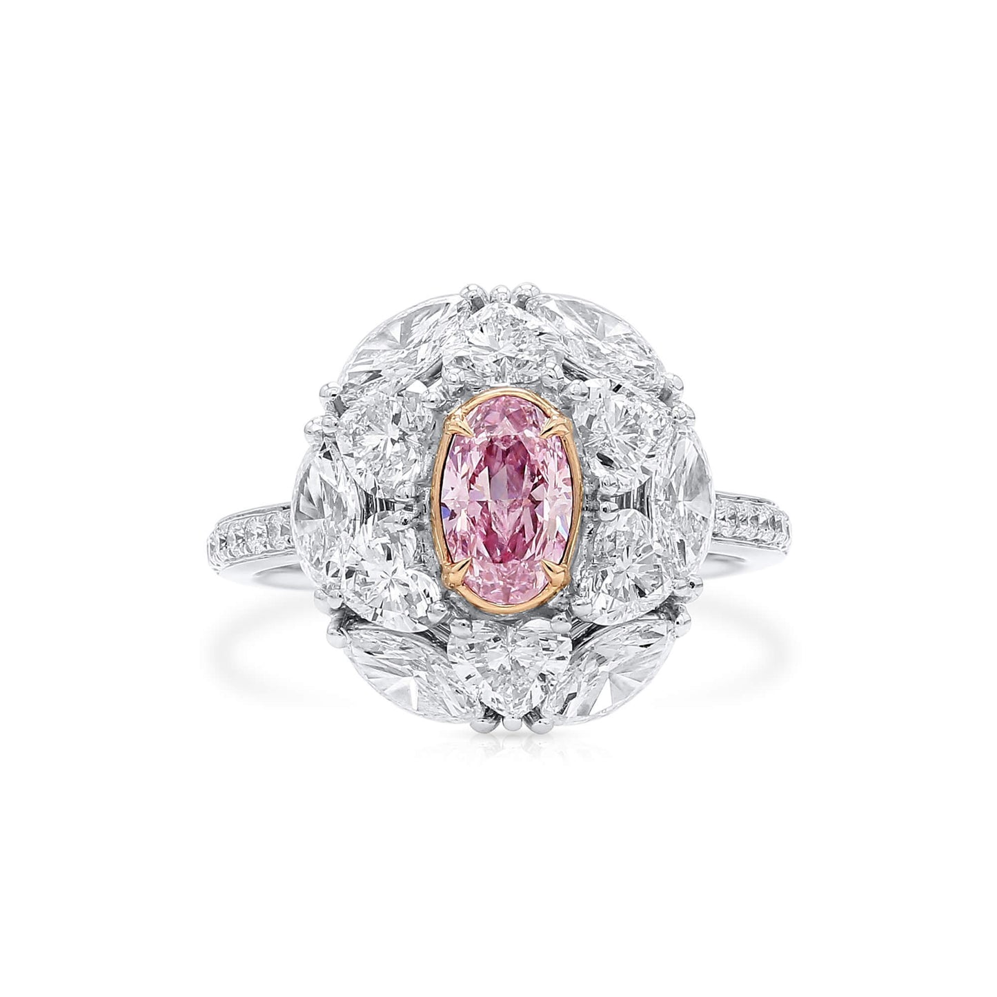 Very Light Pink Diamond Ring, 2.97 Ct. TW, Oval shape, GIA Certified