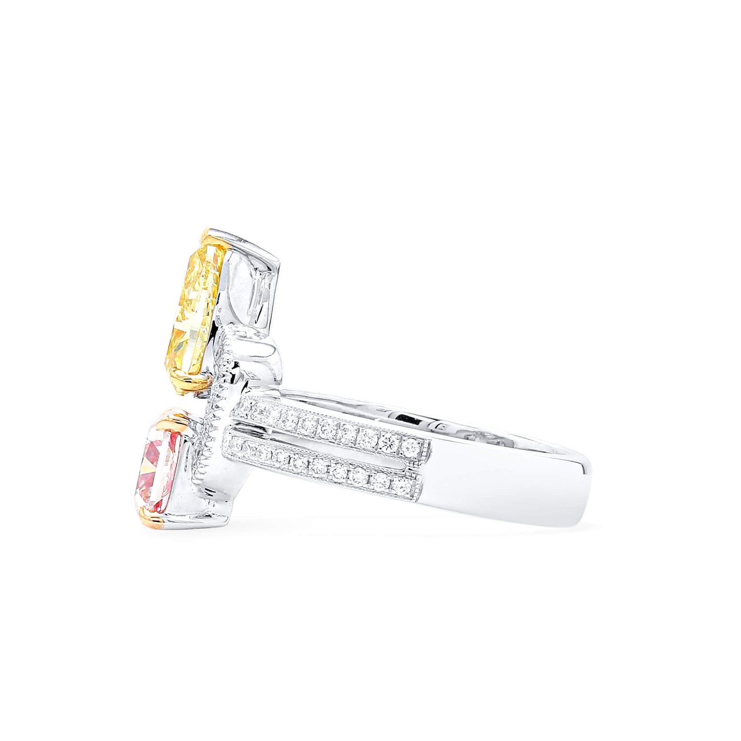 微浅 带粉色 棕钻戒指，总重2.59克拉，混合形状，GIA认证