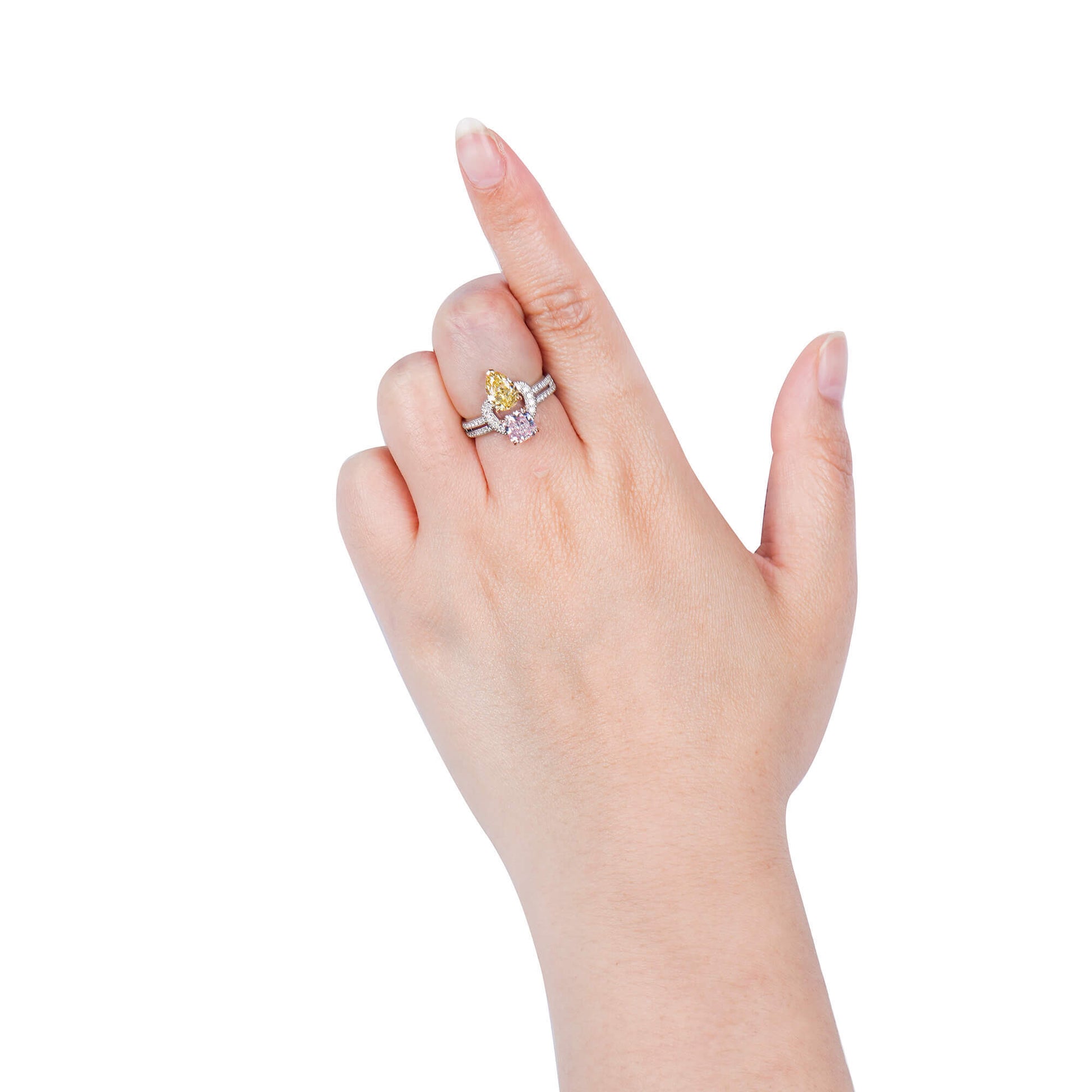 Natural Very Light Pinkish Brown Diamond Ring, 18K White Gold, 2.59 Ct. TW