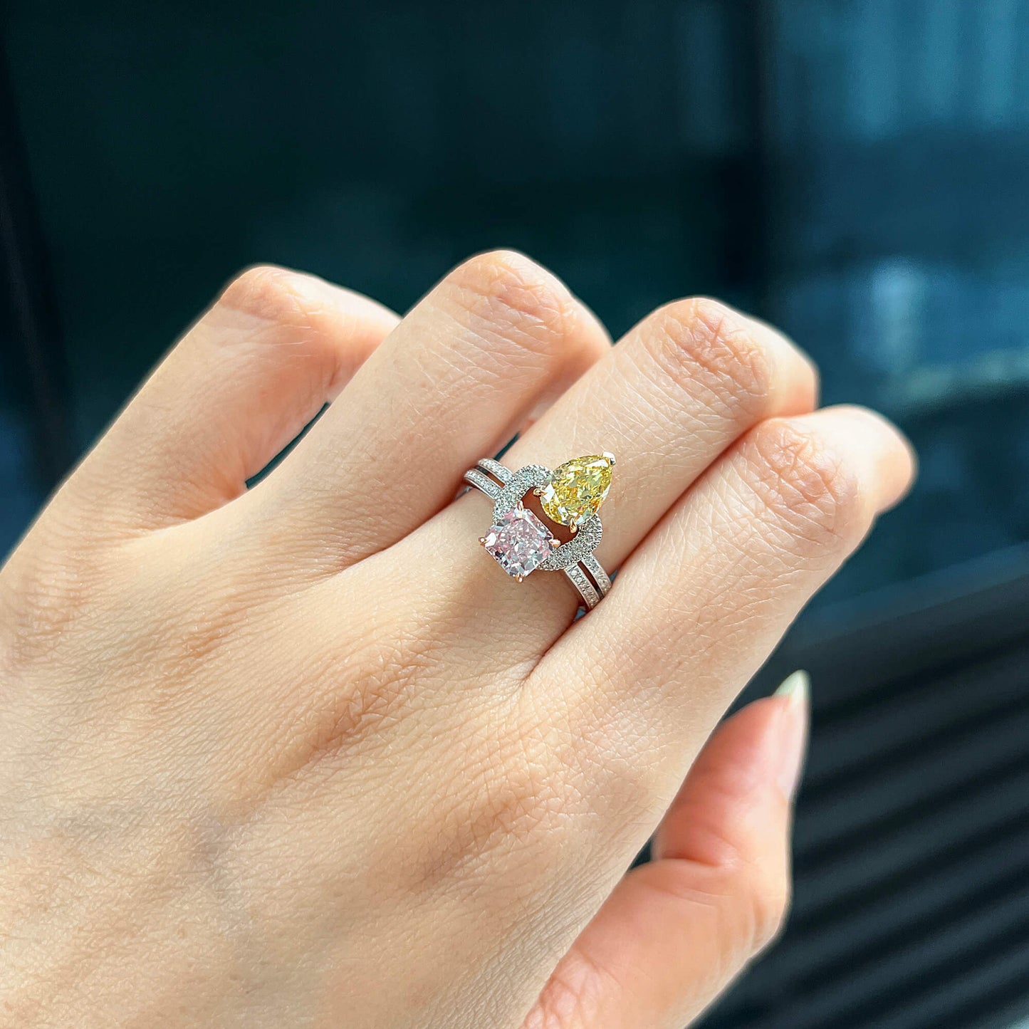 Natural Very Light Pinkish Brown Diamond Ring, 18K White Gold, 2.59 Ct. TW