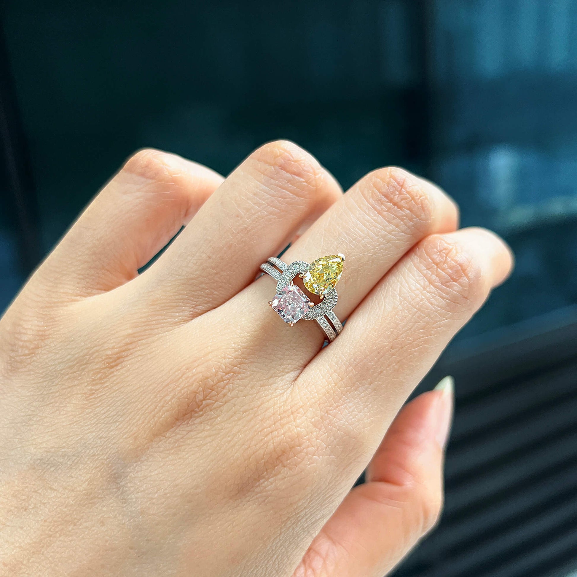 Natural Very Light Pinkish Brown Diamond Ring, 18K White Gold, 2.59 Ct. TW