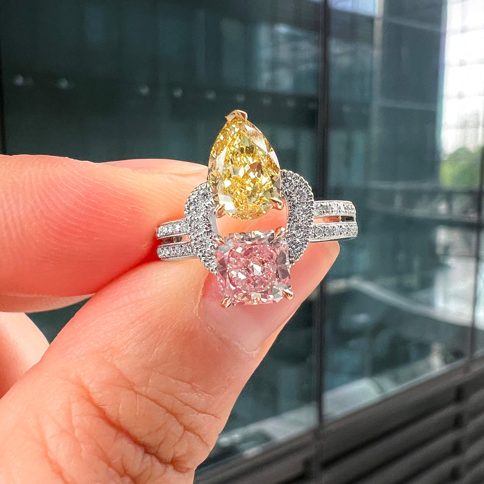 Natural Very Light Pinkish Brown Diamond Ring, 18K White Gold, 2.59 Ct. TW