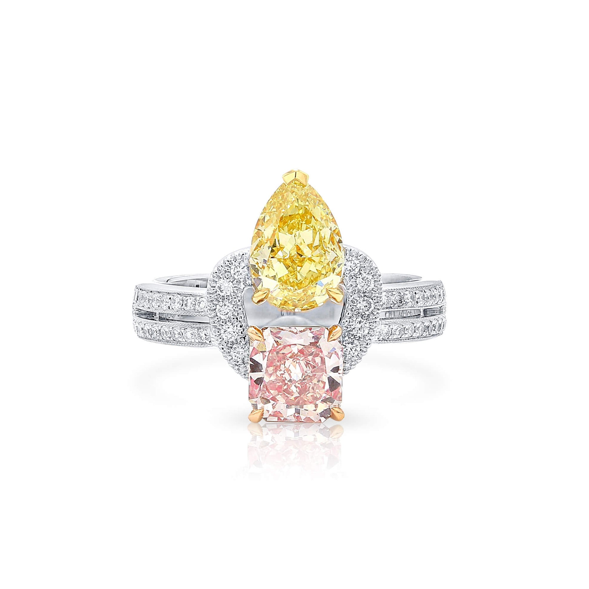 Natural Very Light Pinkish Brown Diamond Ring, 18K White Gold, 2.59 Ct. TW