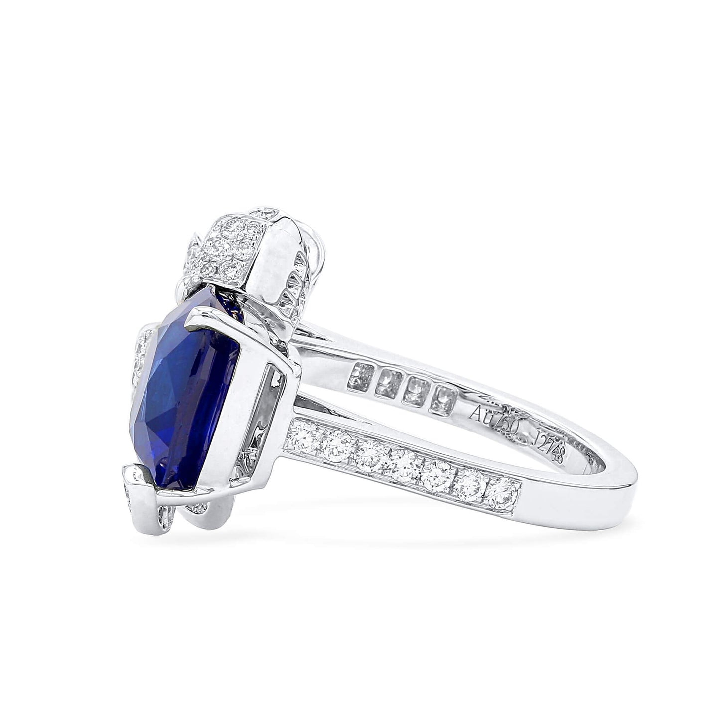 Natural Vivid Blue Sri-lanka Sapphire Ring, 7.00 Ct. TW, Cushion shape, GRS Certified