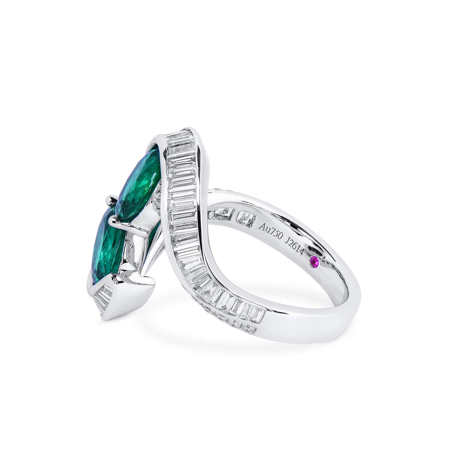 Natural Vivid Green Colombian Emerald Ring, 18K White Gold, Oval Shape, 3.47 Ct. TW
