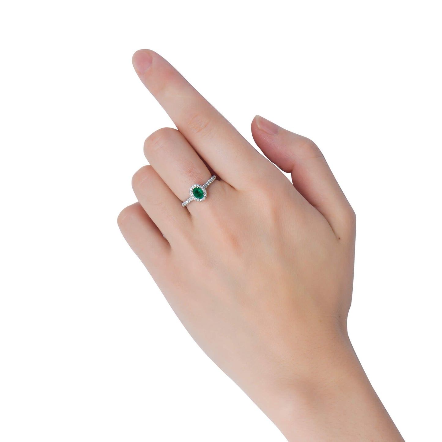 艳绿色祖母绿与钻石戒指，0.34 克拉（0.58 克拉），G2112020313