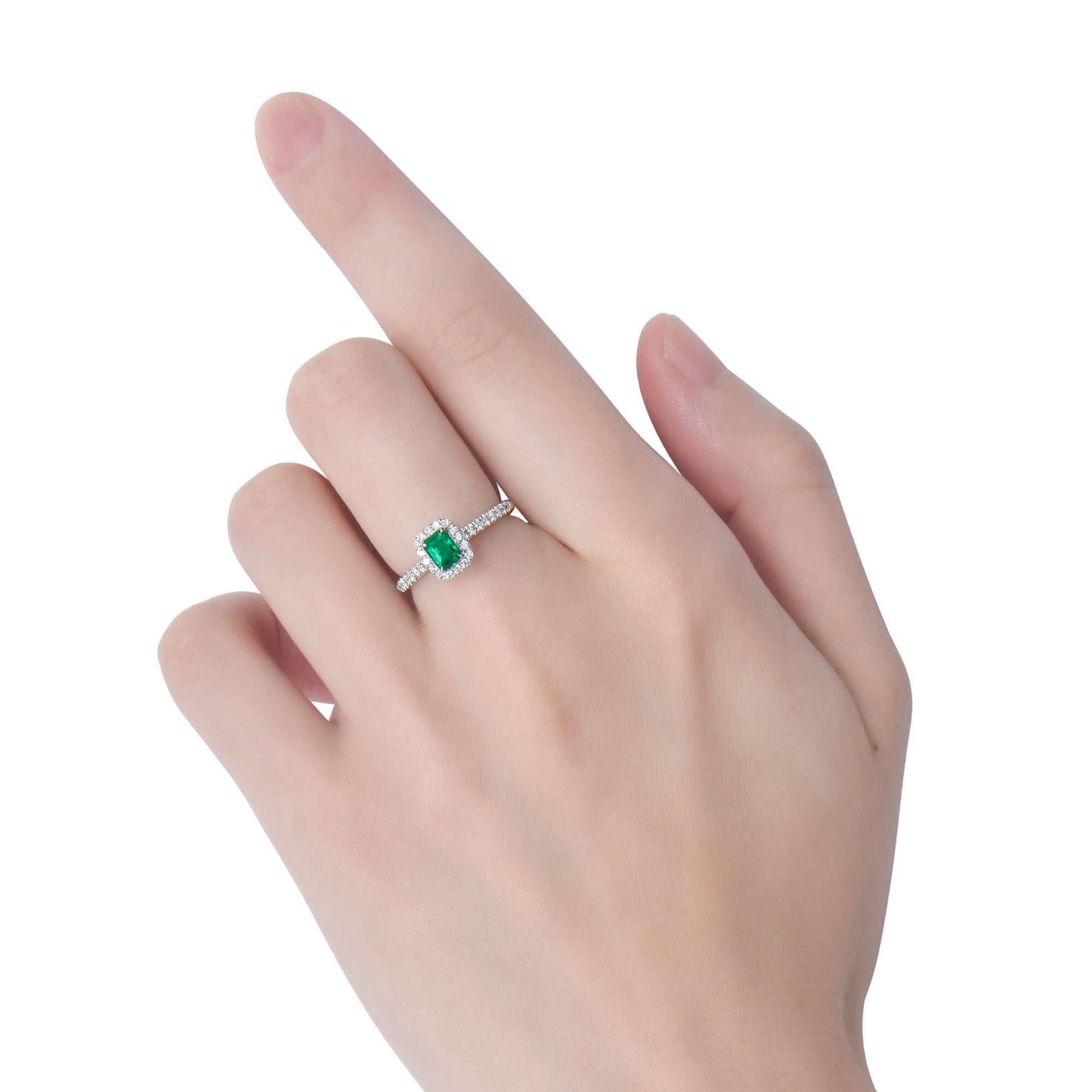 Vivid Green Emerald And Diamond Ring, 0.40 Ct. (0.65 Ct. TW), G2111260105