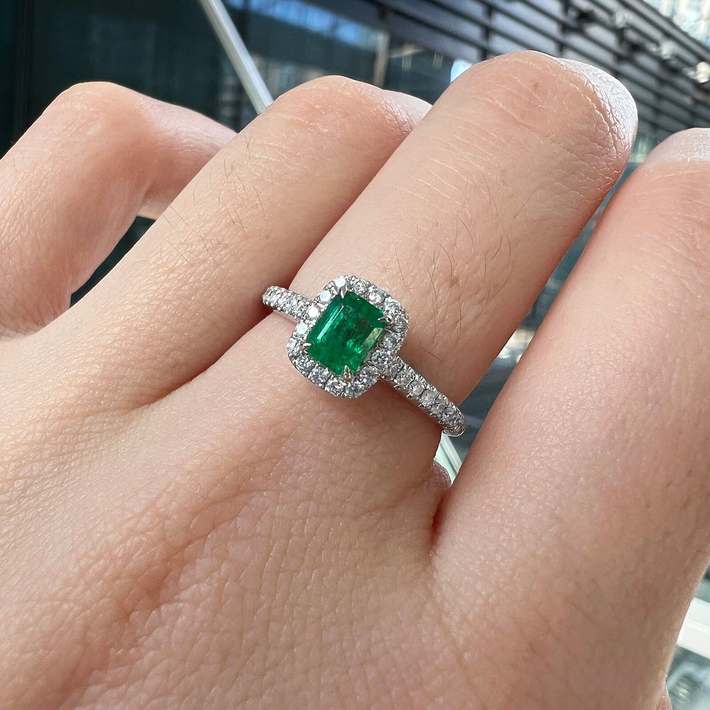 Vivid Green Emerald And Diamond Ring, 0.40 Ct. (0.65 Ct. TW), G2111260105