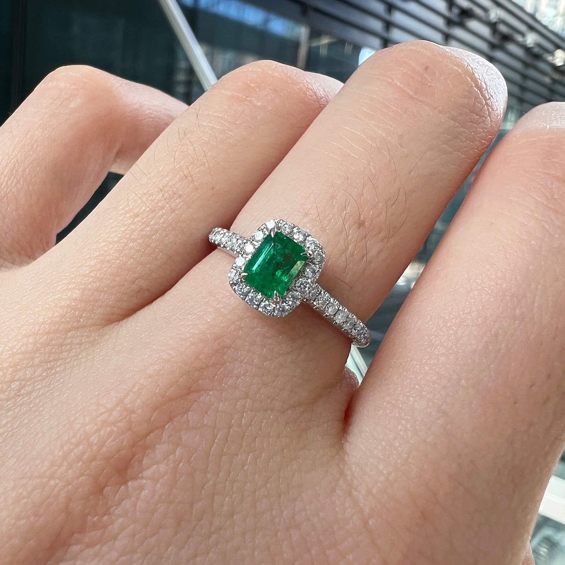 Vivid Green Emerald And Diamond Ring, 0.40 Ct. (0.65 Ct. TW), G2111260105