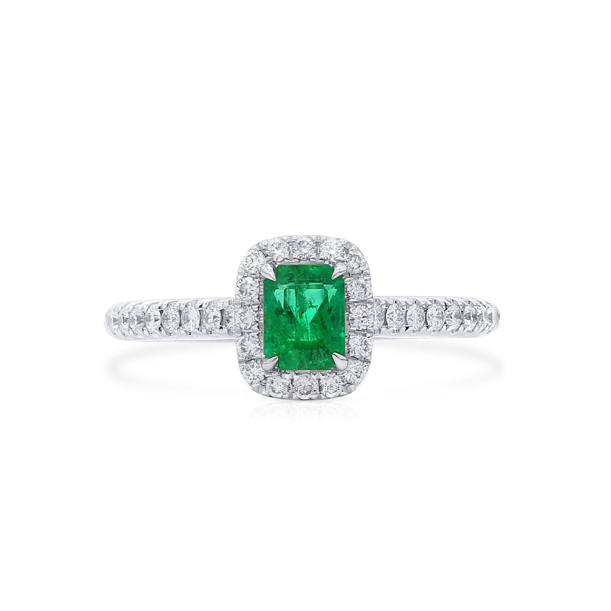 Vivid Green Emerald And Diamond Ring, 0.40 Ct. (0.65 Ct. TW), G2111260105