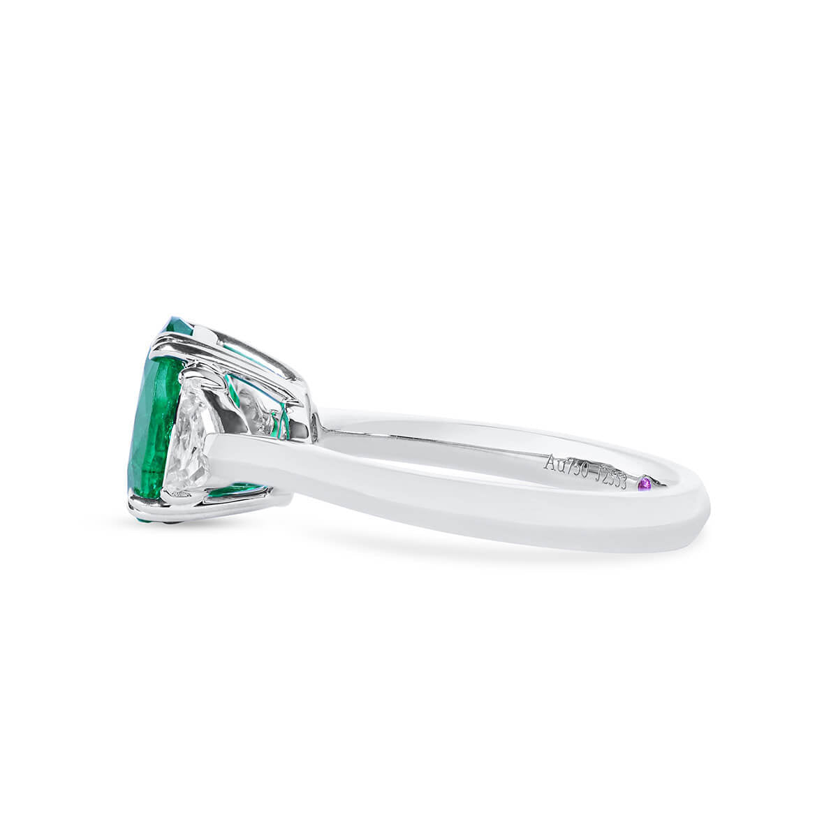 Natural Vivid Green Himalayan Mountains Emerald Three Stone Ring, 18K White Gold, Oval Shape, 2.27 Ct. TW