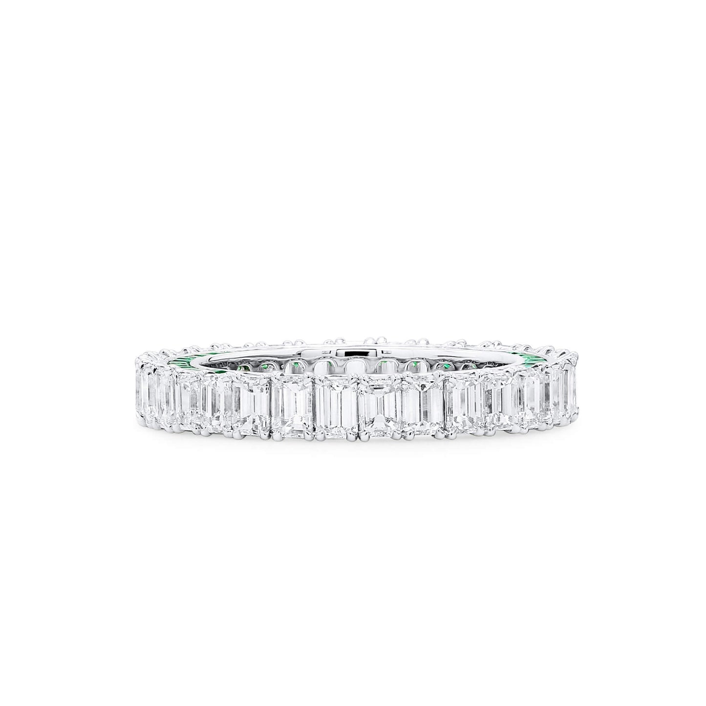 Natural Diamond Full Eternity Ring, 18K White Gold, Baguette Shape, 5.66 Ct. TW