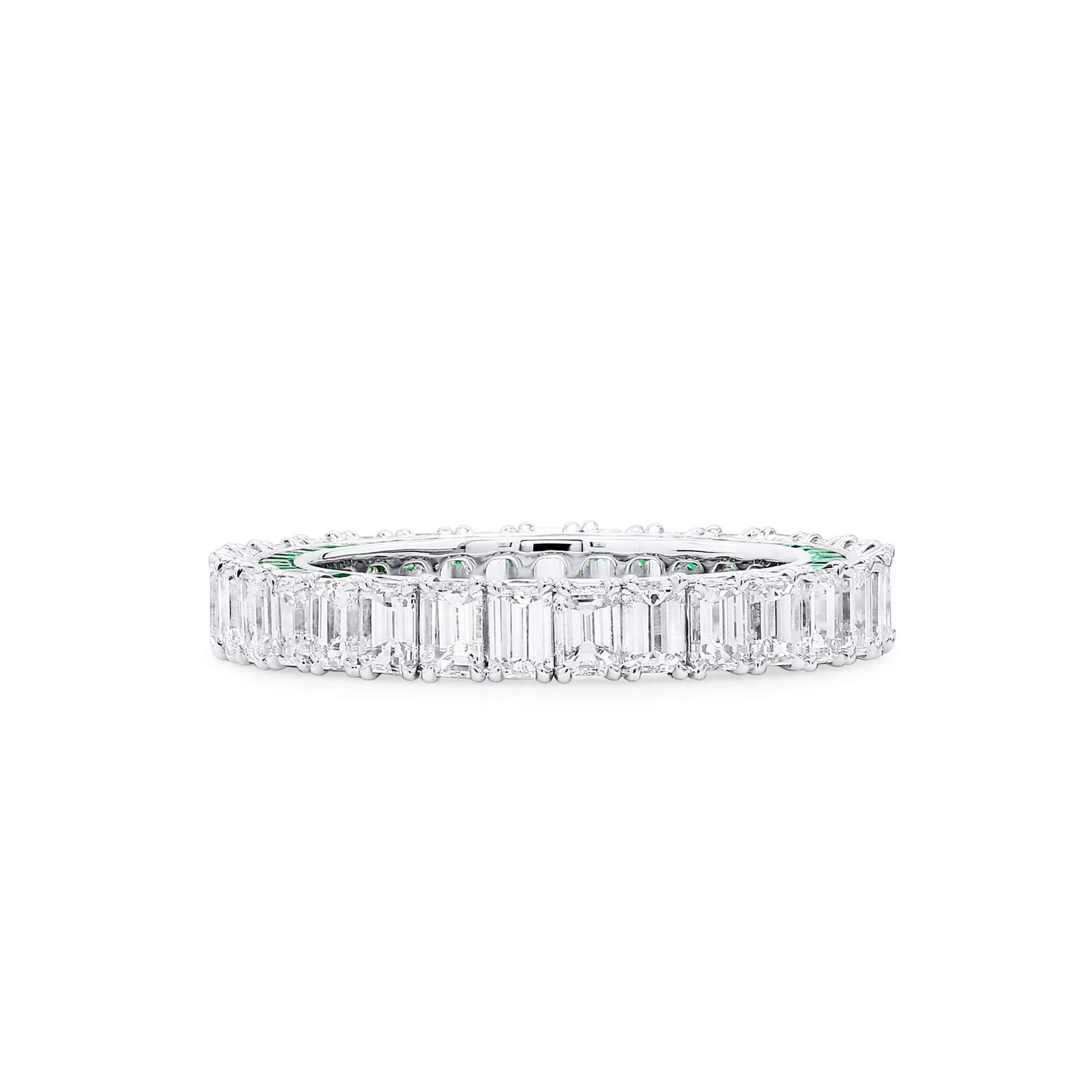 Natural Diamond Full Eternity Ring, 18K White Gold, Baguette Shape, 5.66 Ct. TW