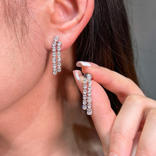 עגילי יהלום לבן, 2.81 קראט TW, צורה אליפסה, מוסמך EG_LAB