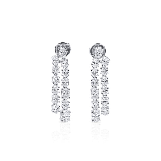 עגילי יהלום לבן, 2.81 קראט TW, צורה אליפסה, מוסמך EG_LAB