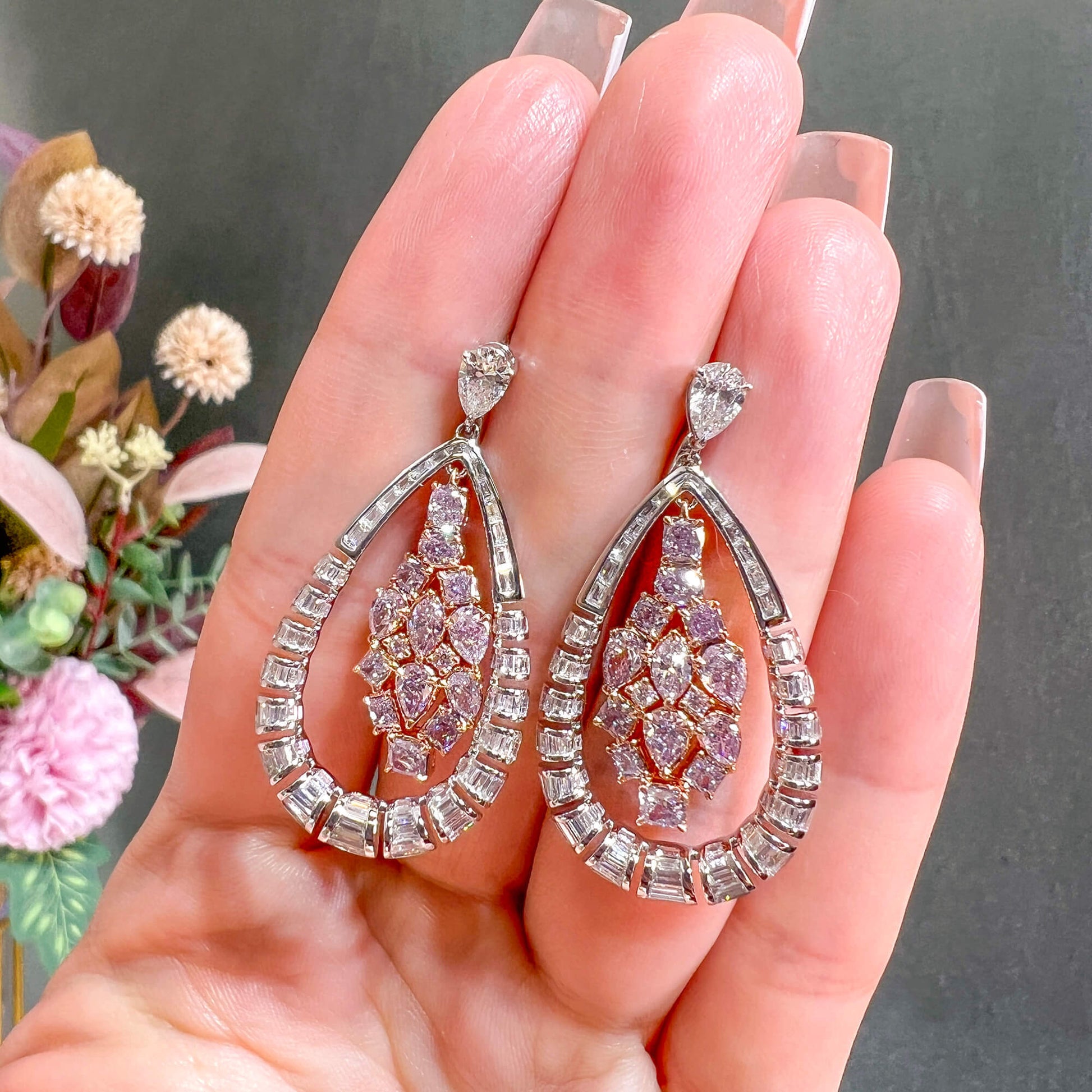 עגילי יהלום לבן, 5.49 קראט TW, צורה עגולה, מוסמך EG_LAB