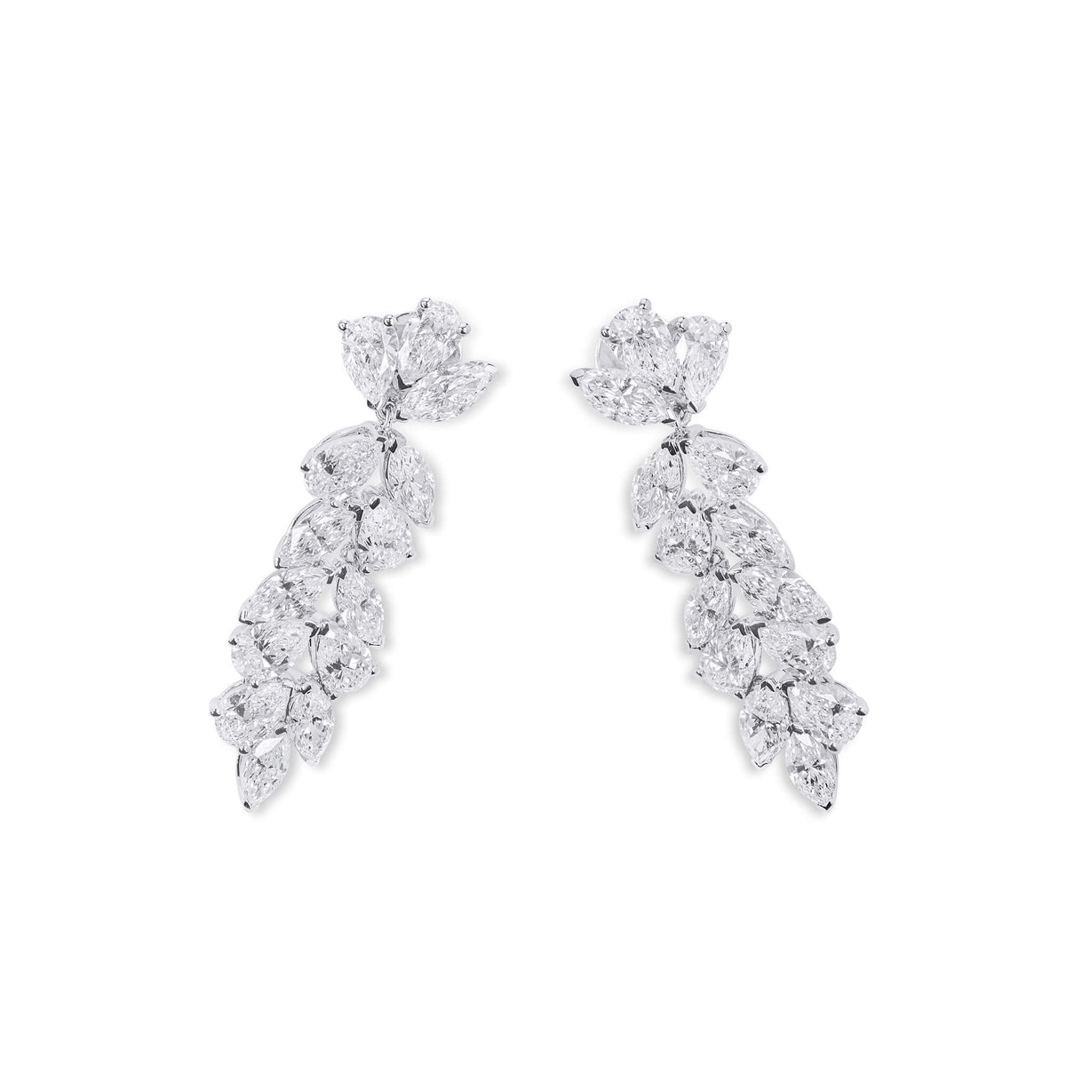 Natural 6.28 Ct. Marquise & Pear-Cut Diamond Drop Earrings, 18K White Gold