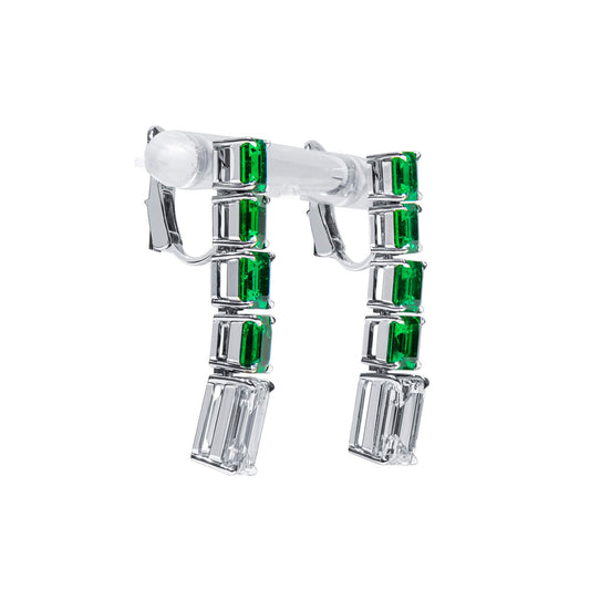 עגילי יהלום לבן, 8.04 קראט TW, צורת אזמרגד, אושרו על ידי GIA