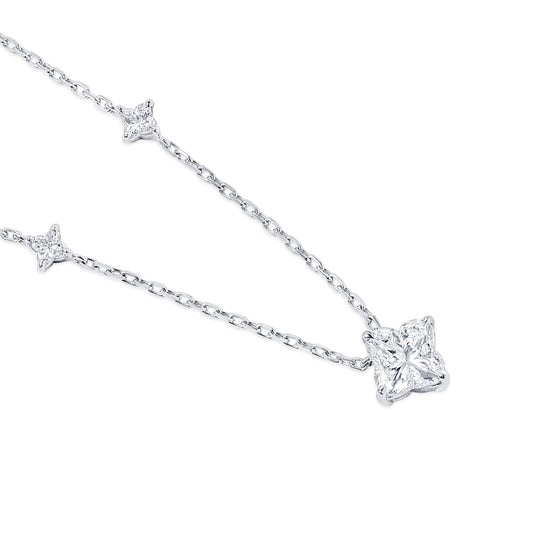 תליון יהלום לבן, 2.67 קראט TW, צורת נסיכה, מאושר על ידי GIA 