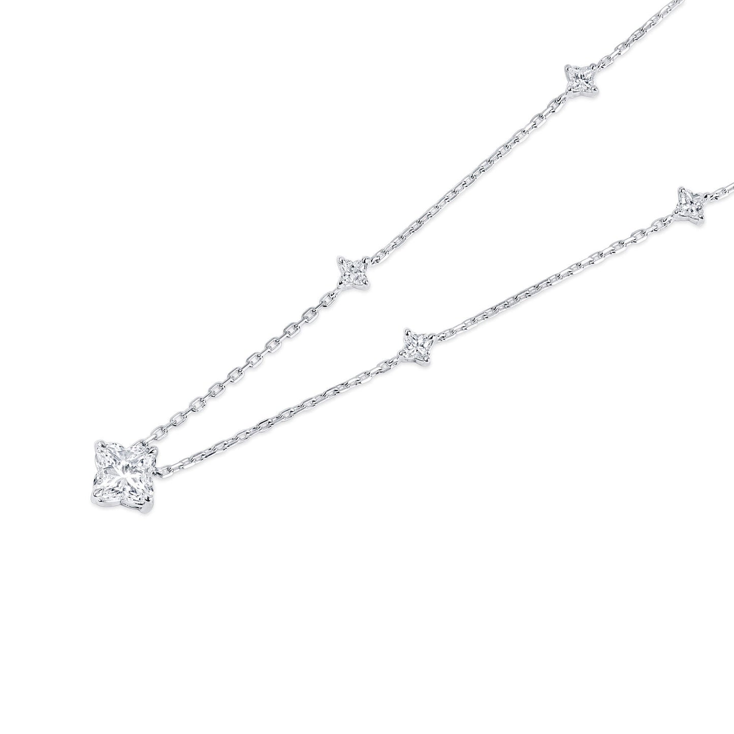 White Diamond Pendant, 2.67 Ct. TW, Princess Shape, GIA Certified